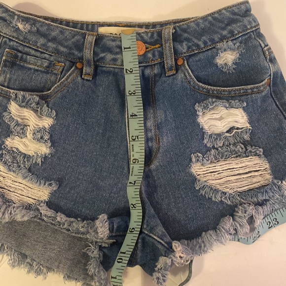 -PacSun High Rise Festival Jean Shorts    Size 23 Distressed Raw Hem - Picture 6 of 7